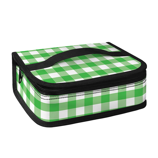 Green And White Gingham Pattern Print Small Lunch Bag