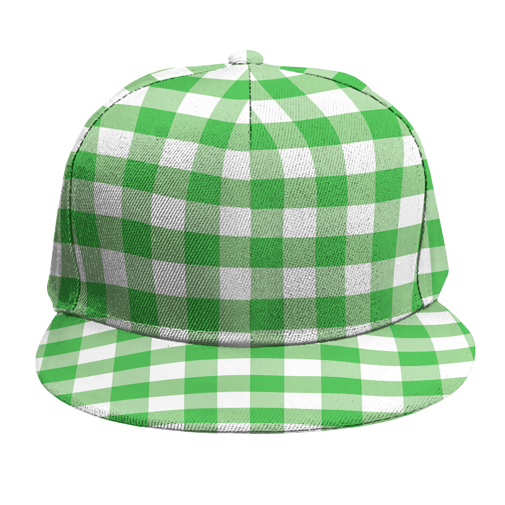 Green And White Gingham Pattern Print Snapback Cap
