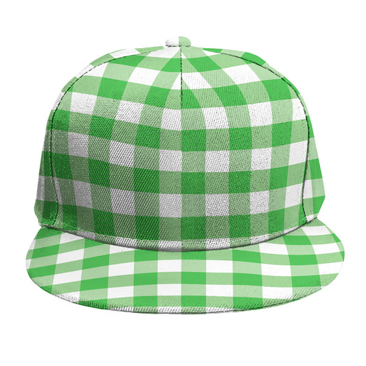 Green And White Gingham Pattern Print Snapback Cap