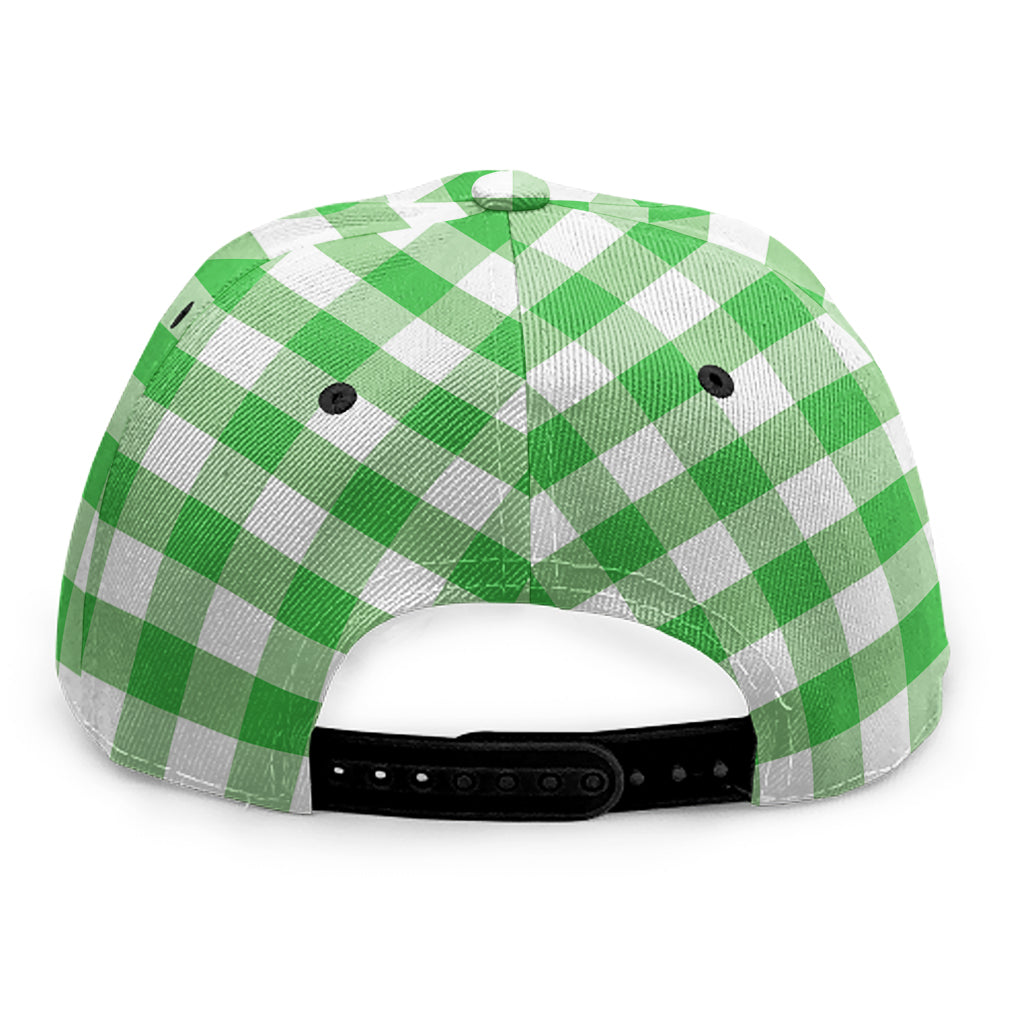 Green And White Gingham Pattern Print Snapback Cap