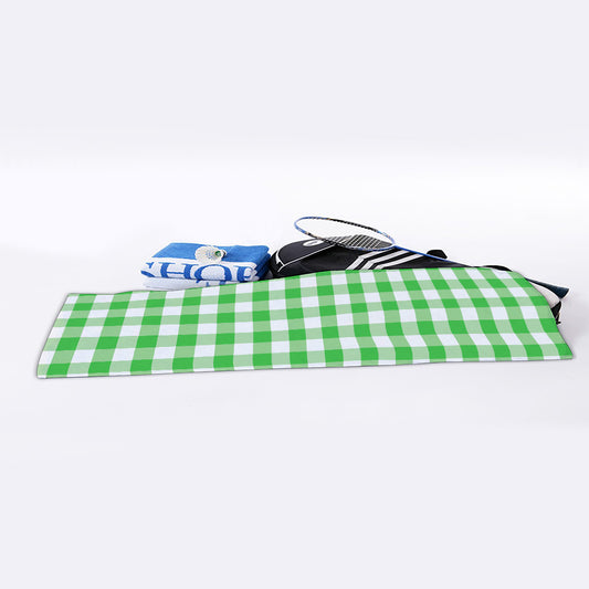 Green And White Gingham Pattern Print Sports Towel