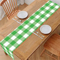 Green And White Gingham Pattern Print Table Runner