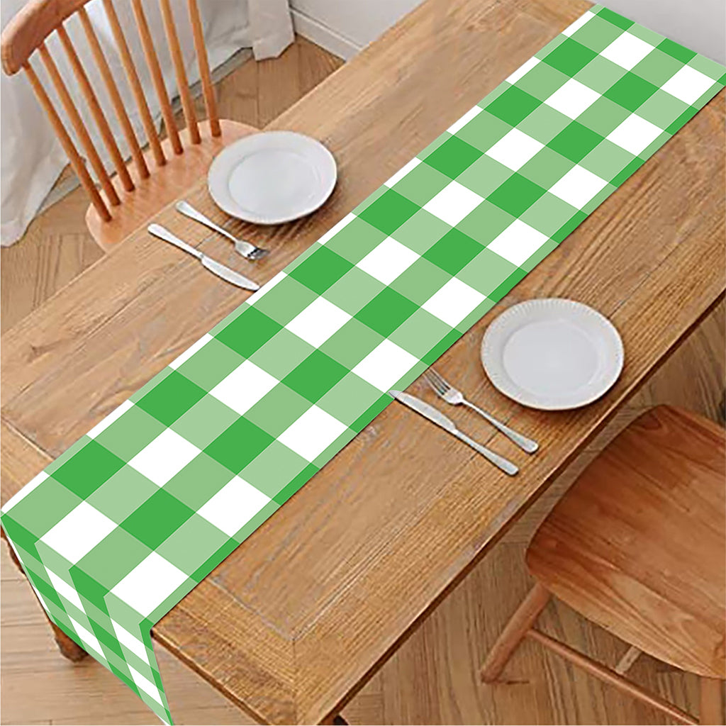 Green And White Gingham Pattern Print Table Runner