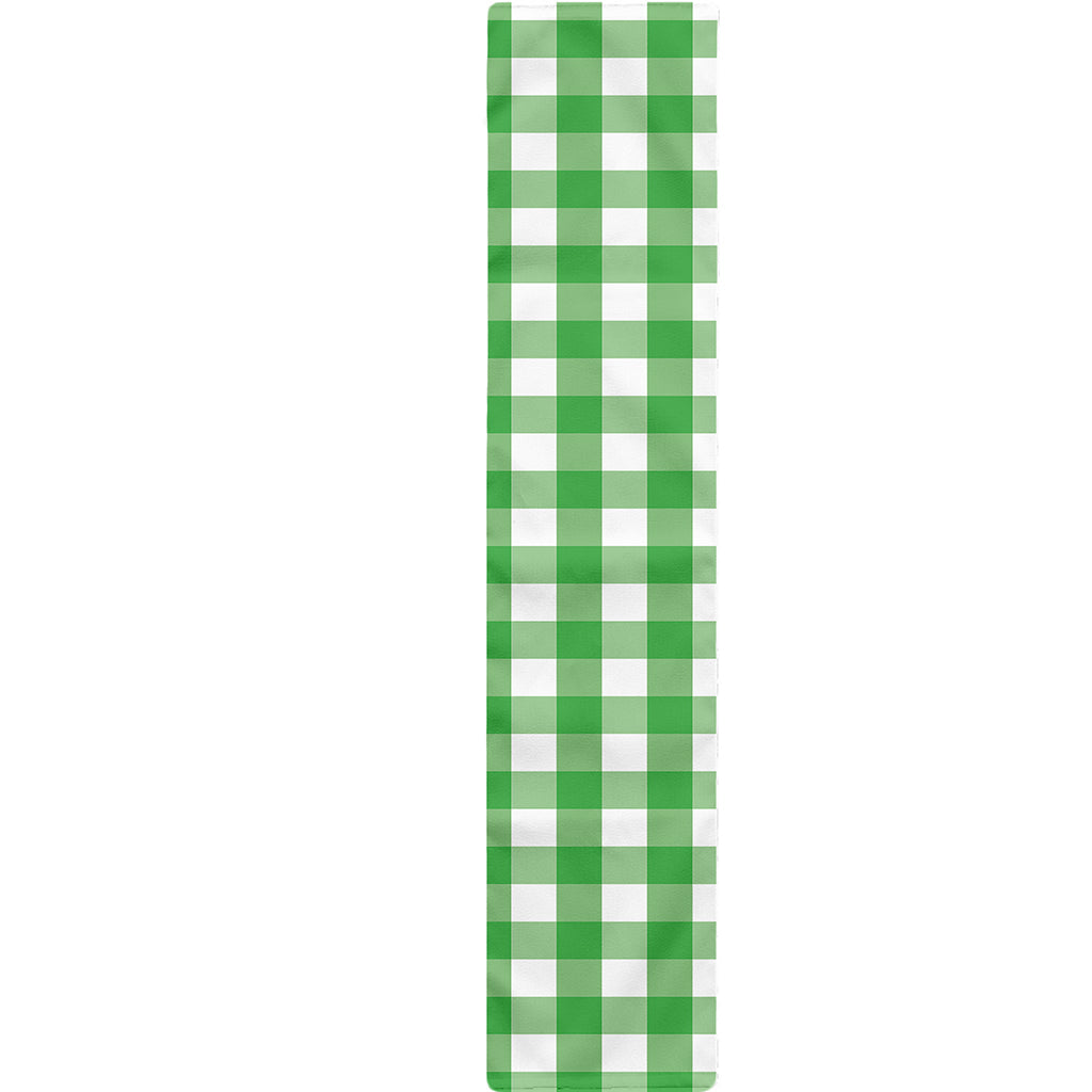 Green And White Gingham Pattern Print Table Runner