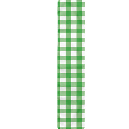 Green And White Gingham Pattern Print Table Runner