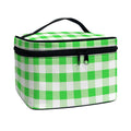 Green And White Gingham Pattern Print Travel Makeup Bag