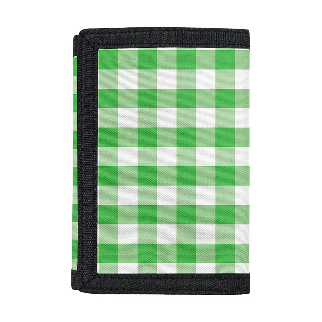 Green And White Gingham Pattern Print Trifold Wallet
