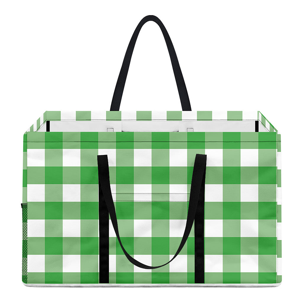 Green And White Gingham Pattern Print Utility Tote Bag