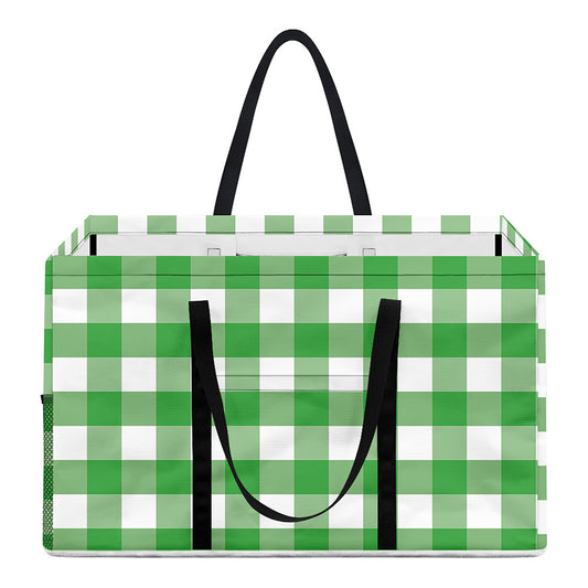 Green And White Gingham Pattern Print Utility Tote Bag