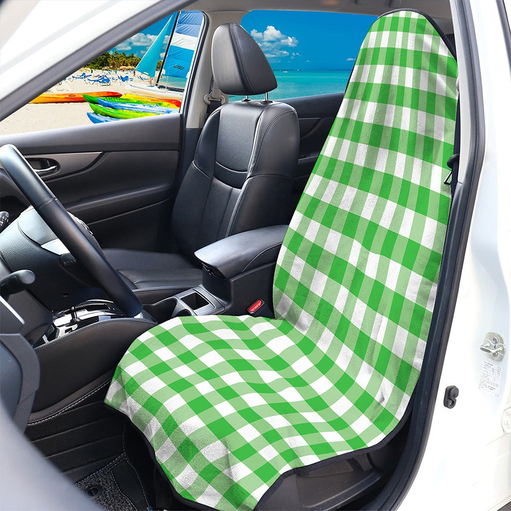 Green And White Gingham Pattern Print Waterproof Car Seat Cover