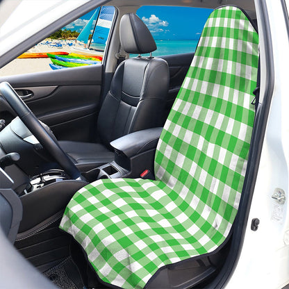 Green And White Gingham Pattern Print Waterproof Car Seat Cover