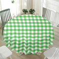 Green And White Gingham Pattern Print Waterproof Round Tablecloth