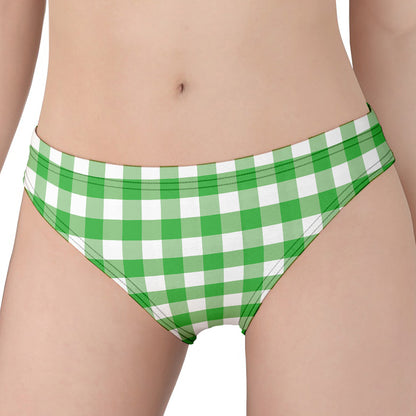 Green And White Gingham Pattern Print Women's Panties