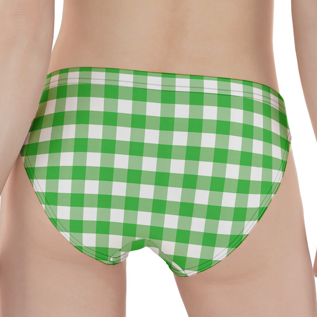 Green And White Gingham Pattern Print Women's Panties