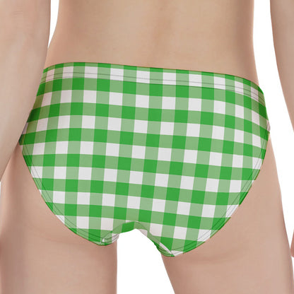 Green And White Gingham Pattern Print Women's Panties