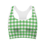 Green And White Gingham Pattern Print Women's Sports Bra