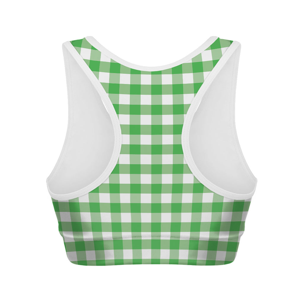 Green And White Gingham Pattern Print Women's Sports Bra