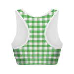 Green And White Gingham Pattern Print Women's Sports Bra
