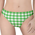 Green And White Gingham Pattern Print Women's Thong