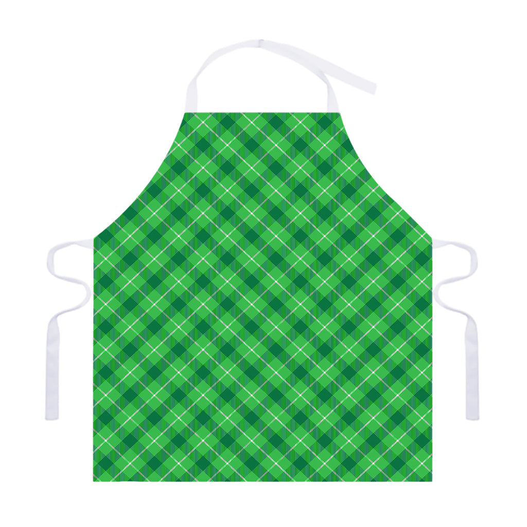 Green And White Plaid Pattern Print Adjustable Apron