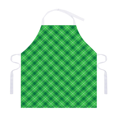 Green And White Plaid Pattern Print Adjustable Apron