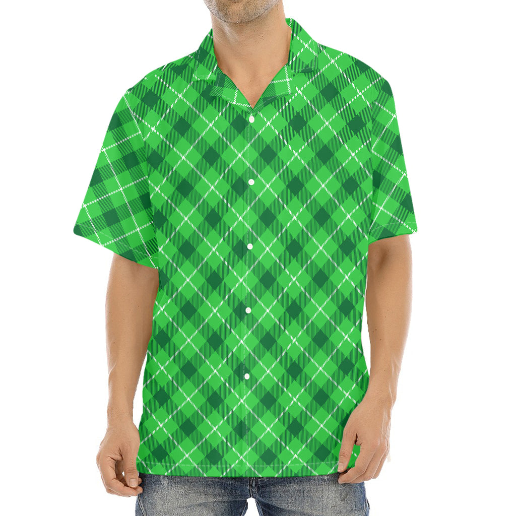 Green And White Plaid Pattern Print Aloha Shirt
