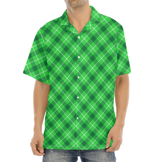 Green And White Plaid Pattern Print Aloha Shirt