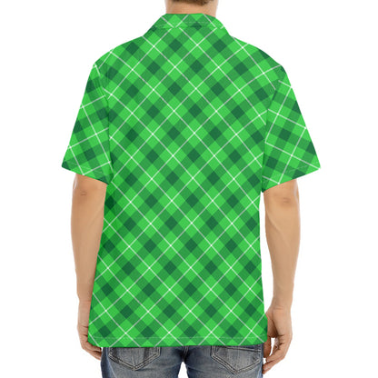 Green And White Plaid Pattern Print Aloha Shirt
