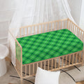 Green And White Plaid Pattern Print Baby Crib Sheet