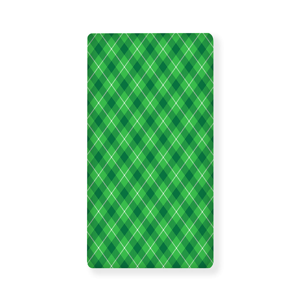 Green And White Plaid Pattern Print Baby Crib Sheet