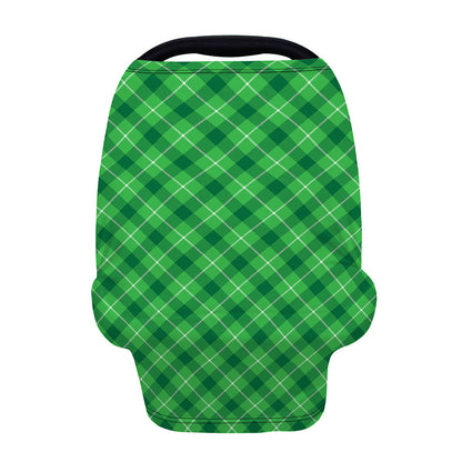 Green And White Plaid Pattern Print Baby Seat Cover