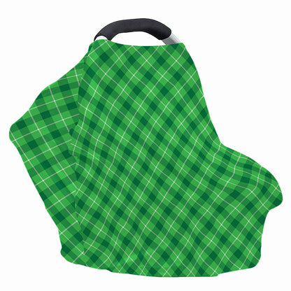 Green And White Plaid Pattern Print Baby Seat Cover