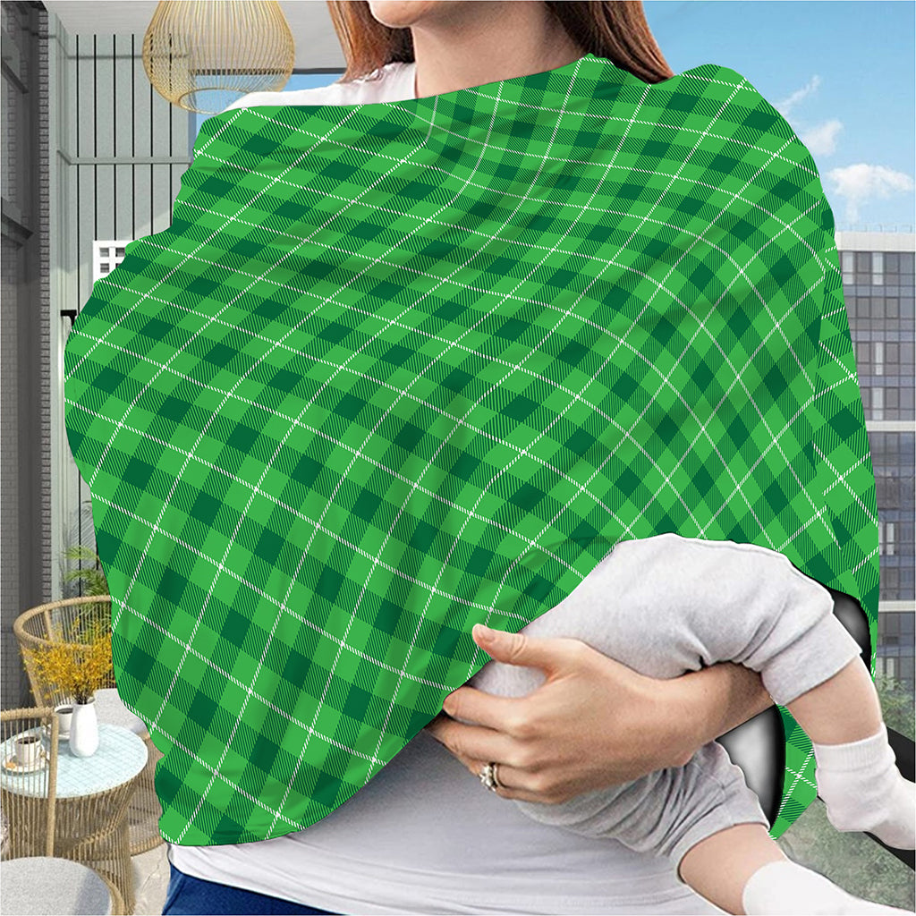 Green And White Plaid Pattern Print Baby Seat Cover
