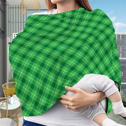 Green And White Plaid Pattern Print Baby Seat Cover