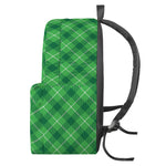 Green And White Plaid Pattern Print Backpack