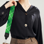 Green And White Plaid Pattern Print Bag Strap