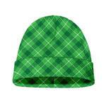 Green And White Plaid Pattern Print Beanie