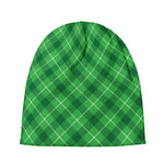 Green And White Plaid Pattern Print Beanie
