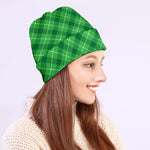 Green And White Plaid Pattern Print Beanie