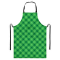 Green And White Plaid Pattern Print Bib Apron With Pocket
