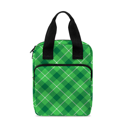 Green And White Plaid Pattern Print Bible Tote Bag