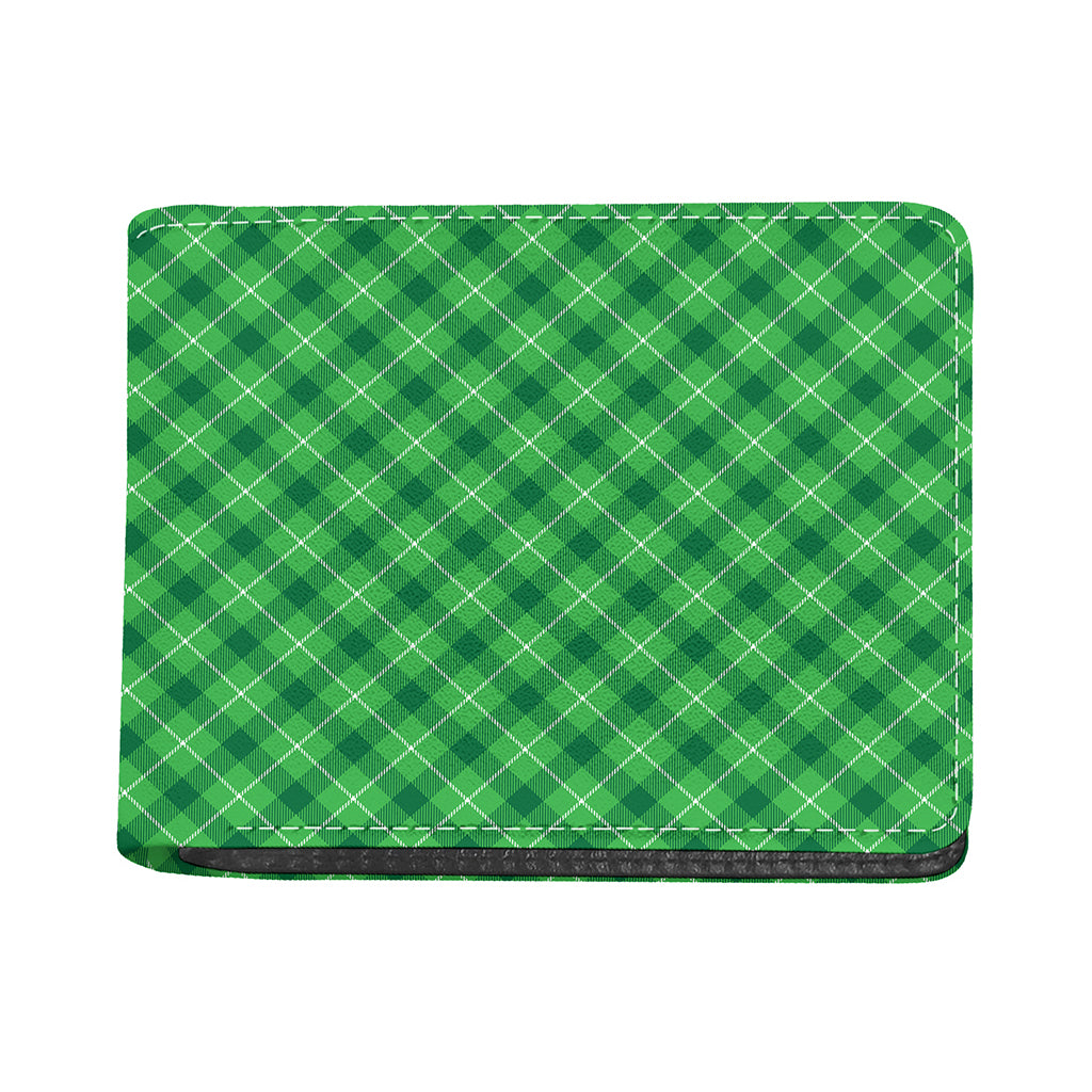 Green And White Plaid Pattern Print Bifold Wallet