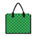Green And White Plaid Pattern Print Canvas Tote Bag