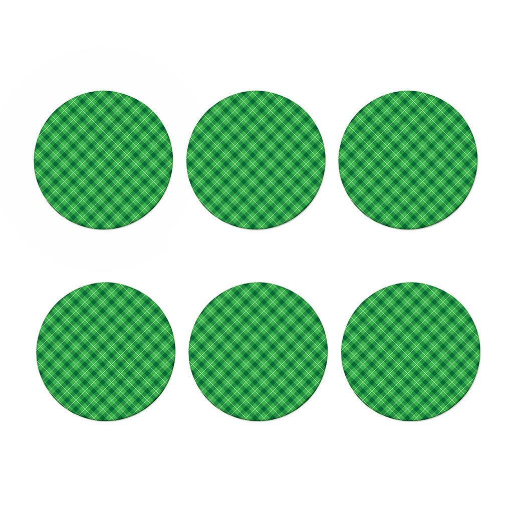 Green And White Plaid Pattern Print Coaster Set