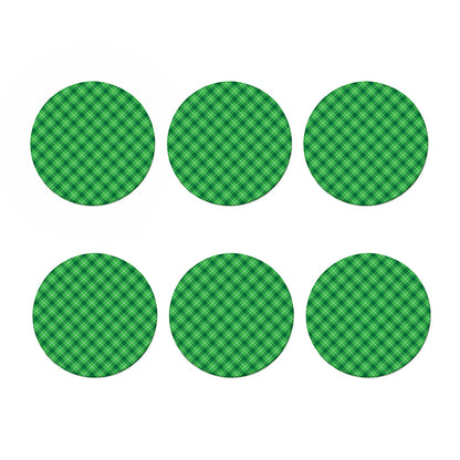 Green And White Plaid Pattern Print Coaster Set