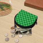 Green And White Plaid Pattern Print Coin Purse