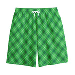 Green And White Plaid Pattern Print Cotton Shorts
