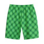 Green And White Plaid Pattern Print Cotton Shorts
