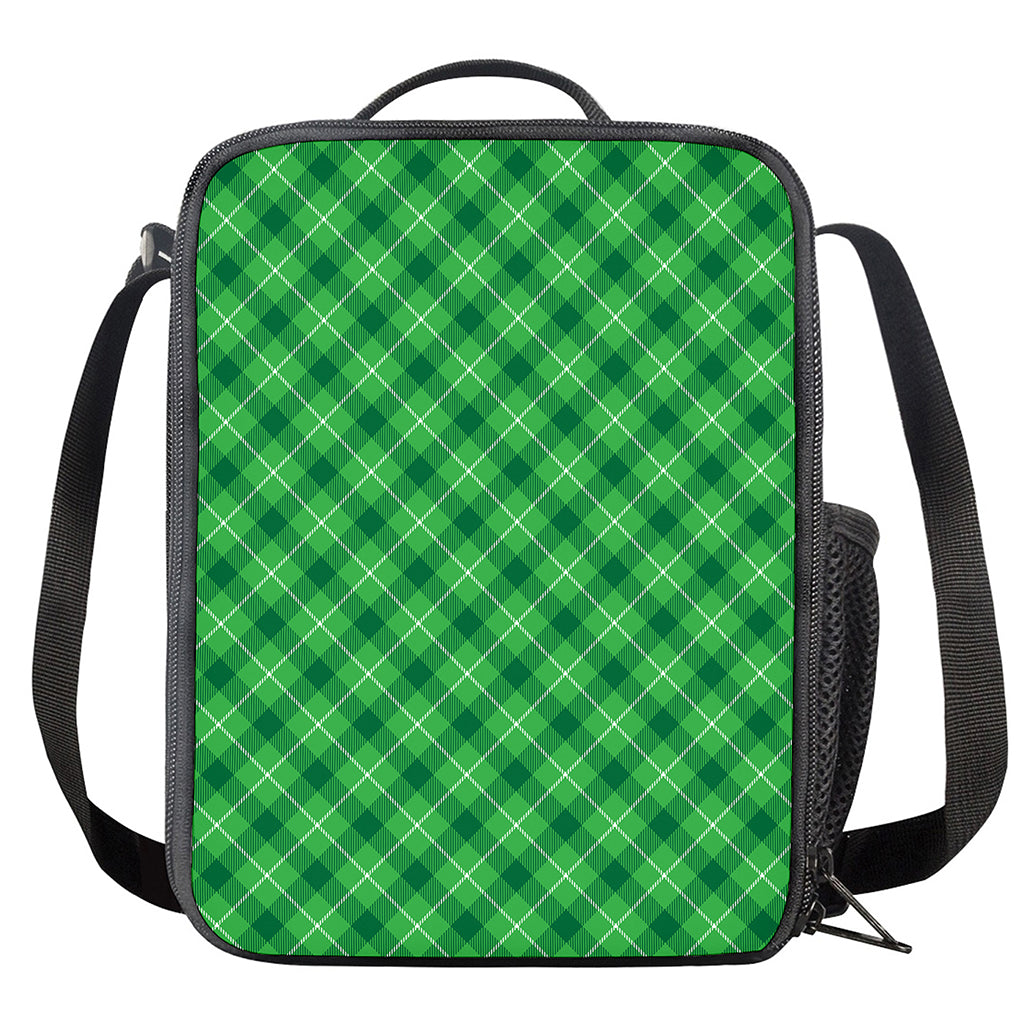 Green And White Plaid Pattern Print Crossbody Lunch Bag