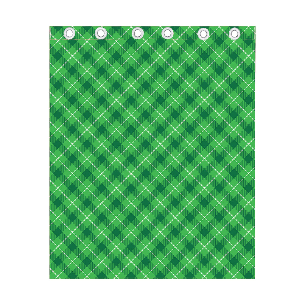 Green And White Plaid Pattern Print Curtain